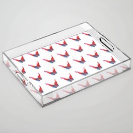 Abstract red and blue butterflies pattern with fan Acrylic Tray