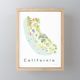 Illustrated Map of California Framed Mini Art Print