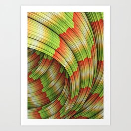 Fountain Flux Chameleon Green and Red Abstract Minimal Artwork  Art Print