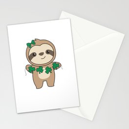 Sloth With Shamrocks Cute Animals For Luck Stationery Card