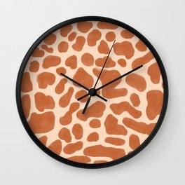 Ginger Brown Organic Shapes Pattern Wall Clock | Jiraffe, Spots, Animal, Shapes, Brown, Print, Trendy, Organic, Cheetah, Boho 