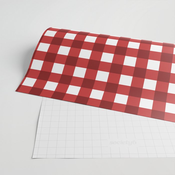 Red gingham wrapping paper by ARTbyJWP | Society6