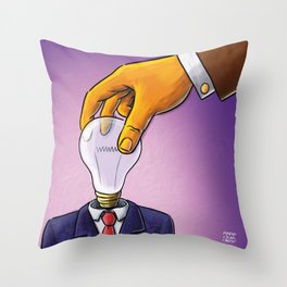 Light Bulb Head Businessman Throw Pillow