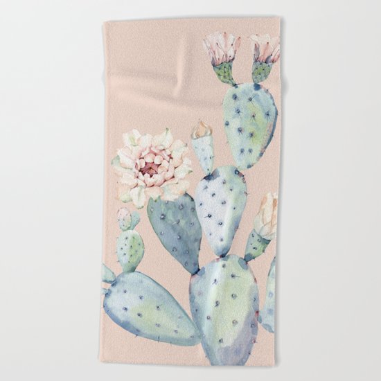 Desert Rose Cactus Pink Beach Towel