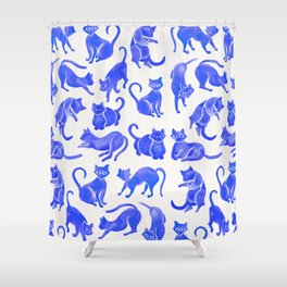 Cat Positions – Blue Palette Shower Curtain