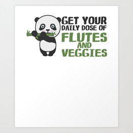 Flutist Vegetables Cute Panda Vegan Bamboo Flute  Art Print | Orchestra, Flutelover, Veggie, Bandplayer, Marchingband, Musicalinstrument, Panda, Vegetables, Musicians, Music 