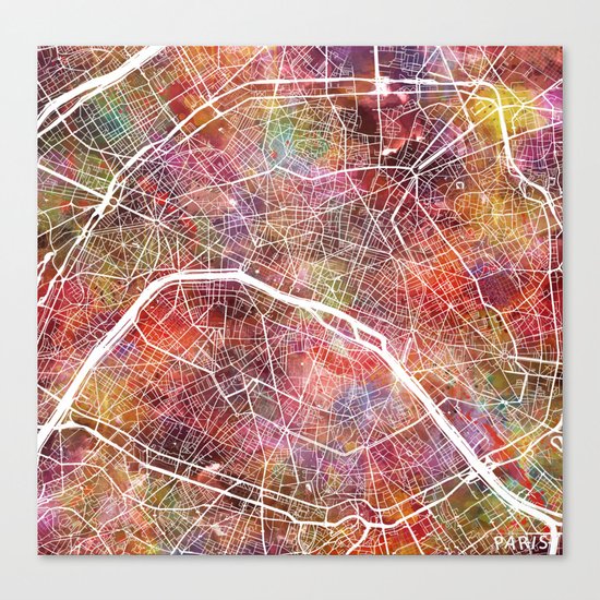Paris map Canvas Print