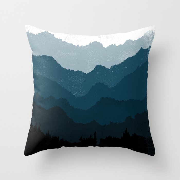 Mists No. 6 - Ombre Blue Ridge Mountains Art Print Throw Pillow