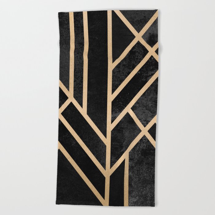 Art Deco Black Beach Towel