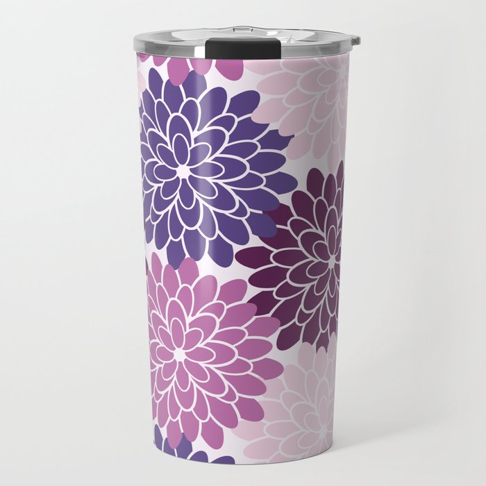 Floral Petal in Ultra Violet, Purple and Lavender Travel Mug