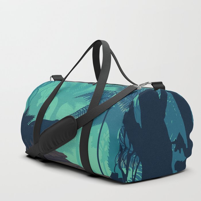 Tropical rainforest jungle with jaguar illustration Duffle Bag by