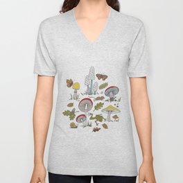 Forest Floor - fun fungus pattern by Cecca Designs V Neck T Shirt