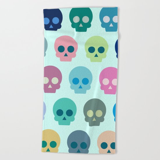 Colorful Skull Cute Pattern Beach Towel