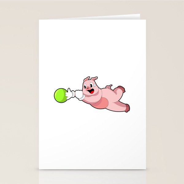 Pig Bowling Bowling ball Stationery Cards by Markus Schnabel Society6