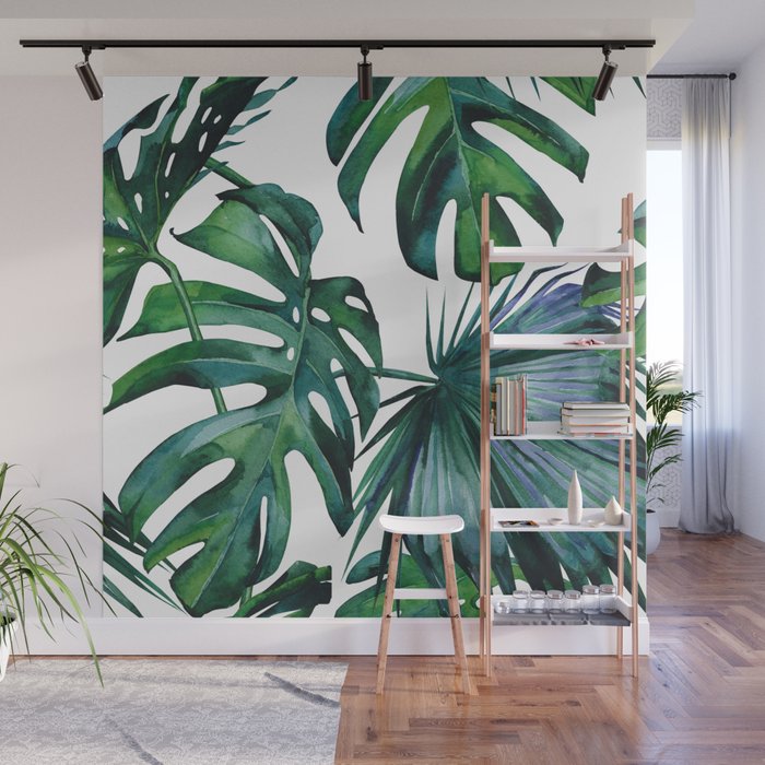 Tropical Palm Leaves Classic Wall Mural by followmeinstead ...