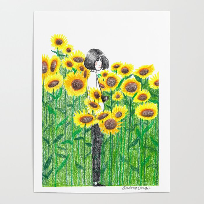 Sunflower Girl Himawari Poster