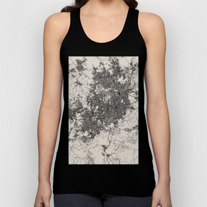 Brazil, Belo Horizonte - Black and White Authentic Map Tank Top
