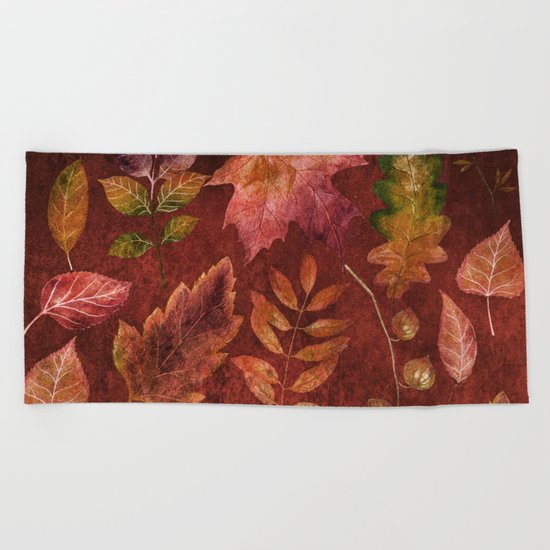 My favorite color is october- Colorful autumnal leaves pattern Beach Towel