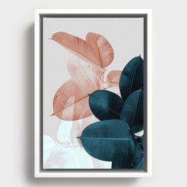 Blush & Blue Leaves Framed Canvas