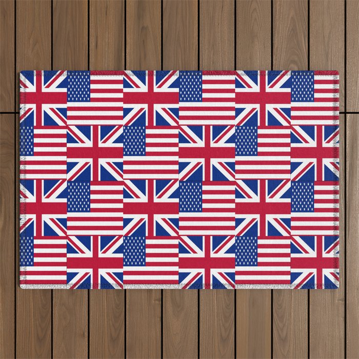 Mix of flag : Usa and uk Outdoor Rug