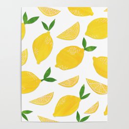 Lemon Cut Out Pattern Poster