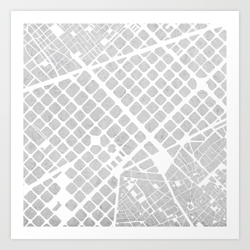 Barcelona Map Concrete Art Print By Gytaute Society6