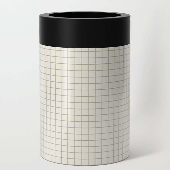 Sage green small grid minimal pattern Can Cooler