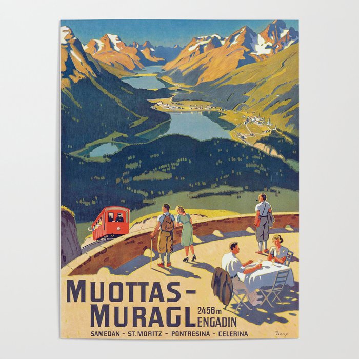 Muottas Muragl - Vintage Swiss Travel Poster Poster