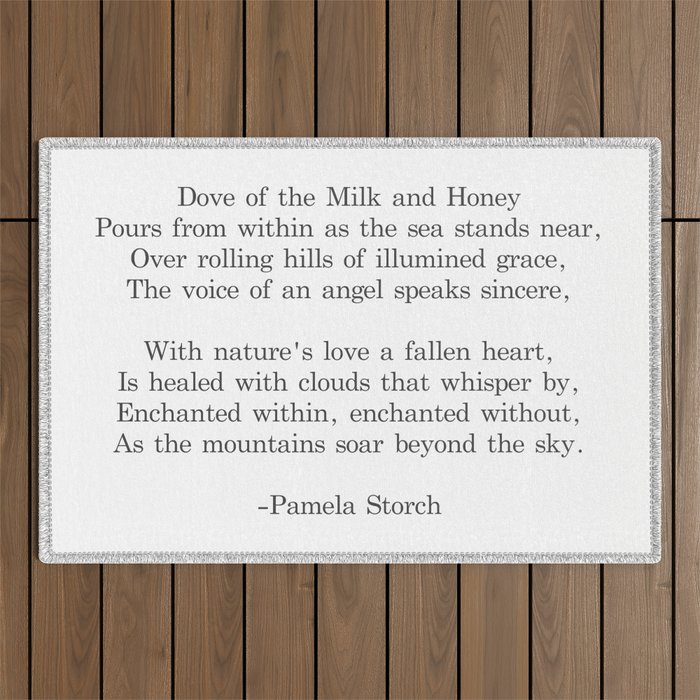 Dove of the Milk and Honey Poem Black and White Writer's Edition Outdoor Rug