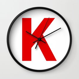 Letter K (Red & White) Wall Clock