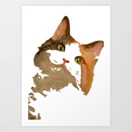 I'm All Ears - Cute Calico Cat Portrait Art Print