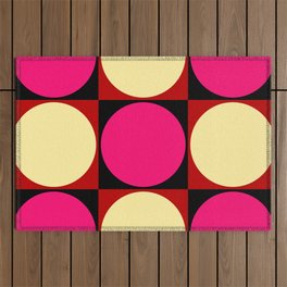 Pink Beige Dots on Checkerboard Outdoor Rug