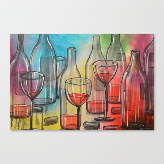 Abstract Wine Art Friday Night Canvas Print By Amygiacomelli Society6