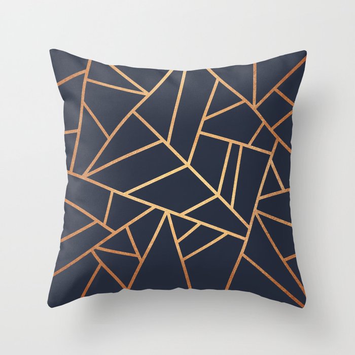 Copper and Midnight Navy Throw Pillow