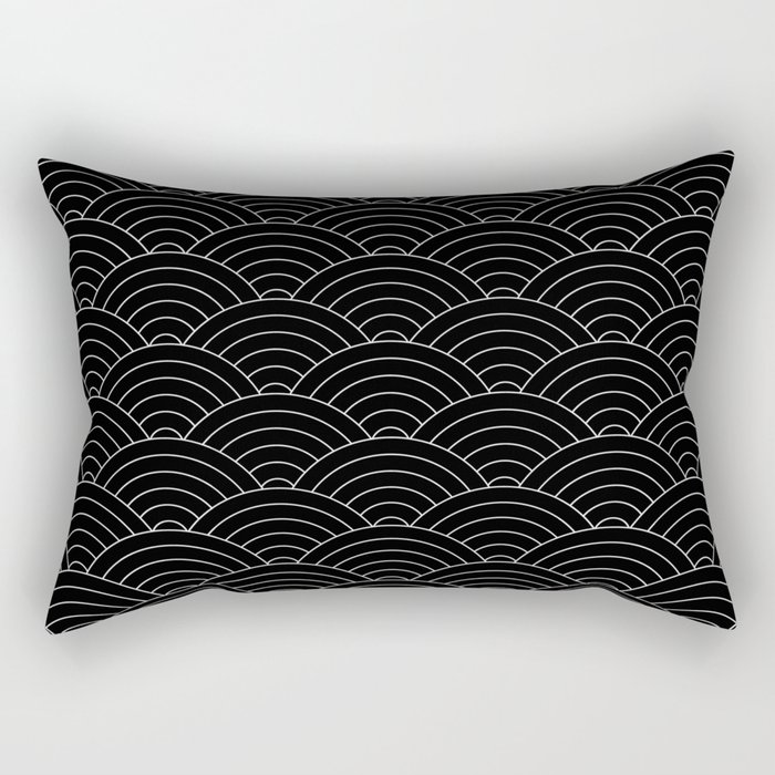 Waves (Black) Rectangular Pillow