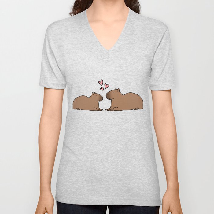 Capybara Love V Neck T Shirt