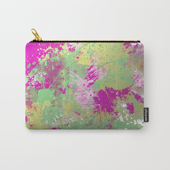 Metallic Pink Splatter Painting - Abstract pink, blue and gold metallic painting Carry-All Pouch