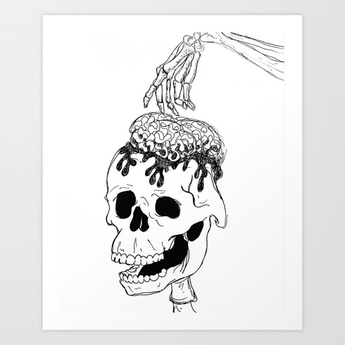 Skeleton Brain Art Print by ken wood designs