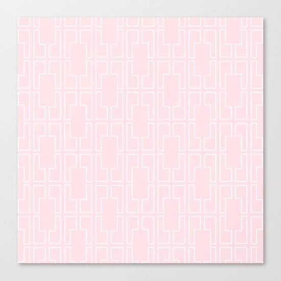 Simply Mid-Century White on Flamingo Pink Canvas Print