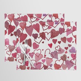 Watercolour Hearts Red Placemat