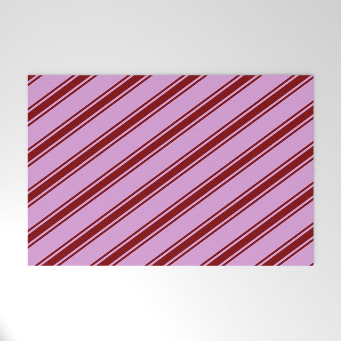Plum & Maroon Colored Lines/Stripes Pattern Welcome Mat