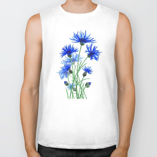 blue cornflower Biker Tank