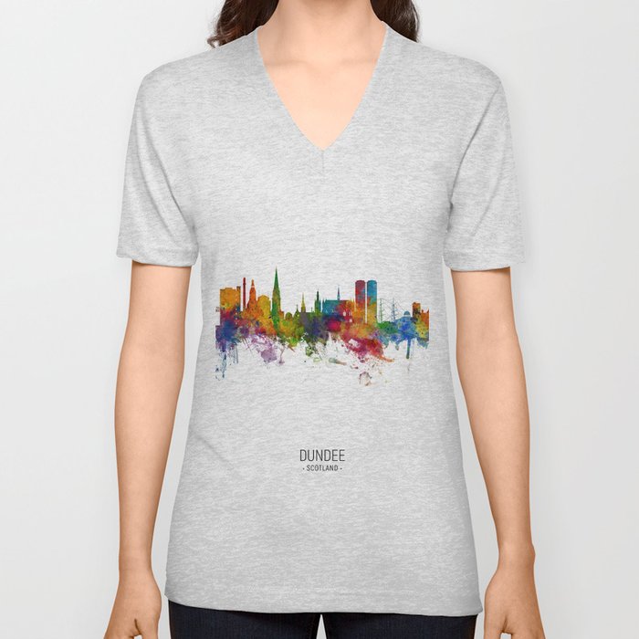 Dundee Scotland Skyline V Neck T Shirt