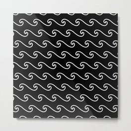 Wave Pattern | Waves | Nautical Patterns | Black and White | Metal Print