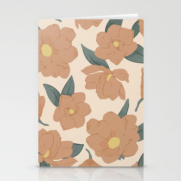 Warm peachy magnolias pattern Stationery Cards