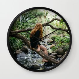 Sending Thoughts Downstream Wall Clock | Conceptual, Newzealand, Stream, Photo, Fineart, Digital, Portrait, Color, Wild, Curated 