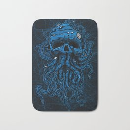 blue kraken skull Bath Mat