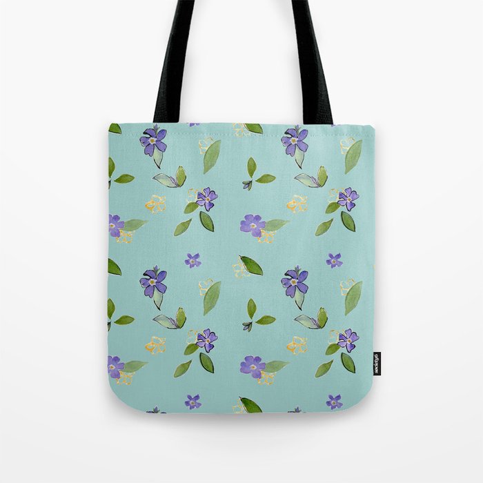 Periwinkles on Robin's Egg Blue Tote Bag