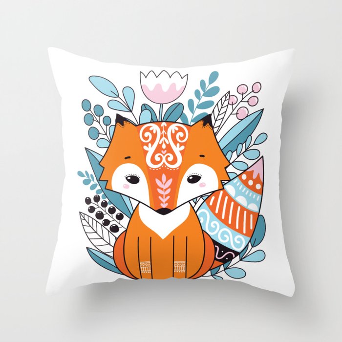Cute fox Throw Pillow