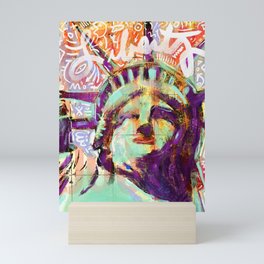 Liberty statue of liberty pop art usa colorful graffiti painting  Mini Art Print